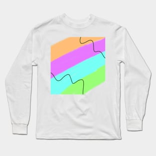 Green pink blue watercolor abstract art Long Sleeve T-Shirt